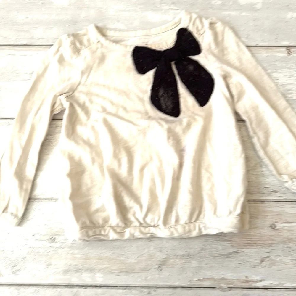 Oshkosh 18m Girls Outfit Black Leggings Cream Long Sleeve Bow Shirt Baby Toddler